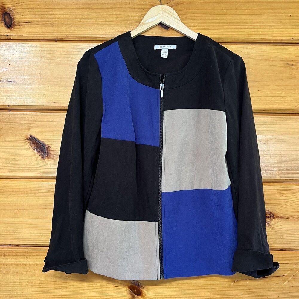 JM Collection Long Sleeve Women's Full Zip Color block Combo Blazer 8